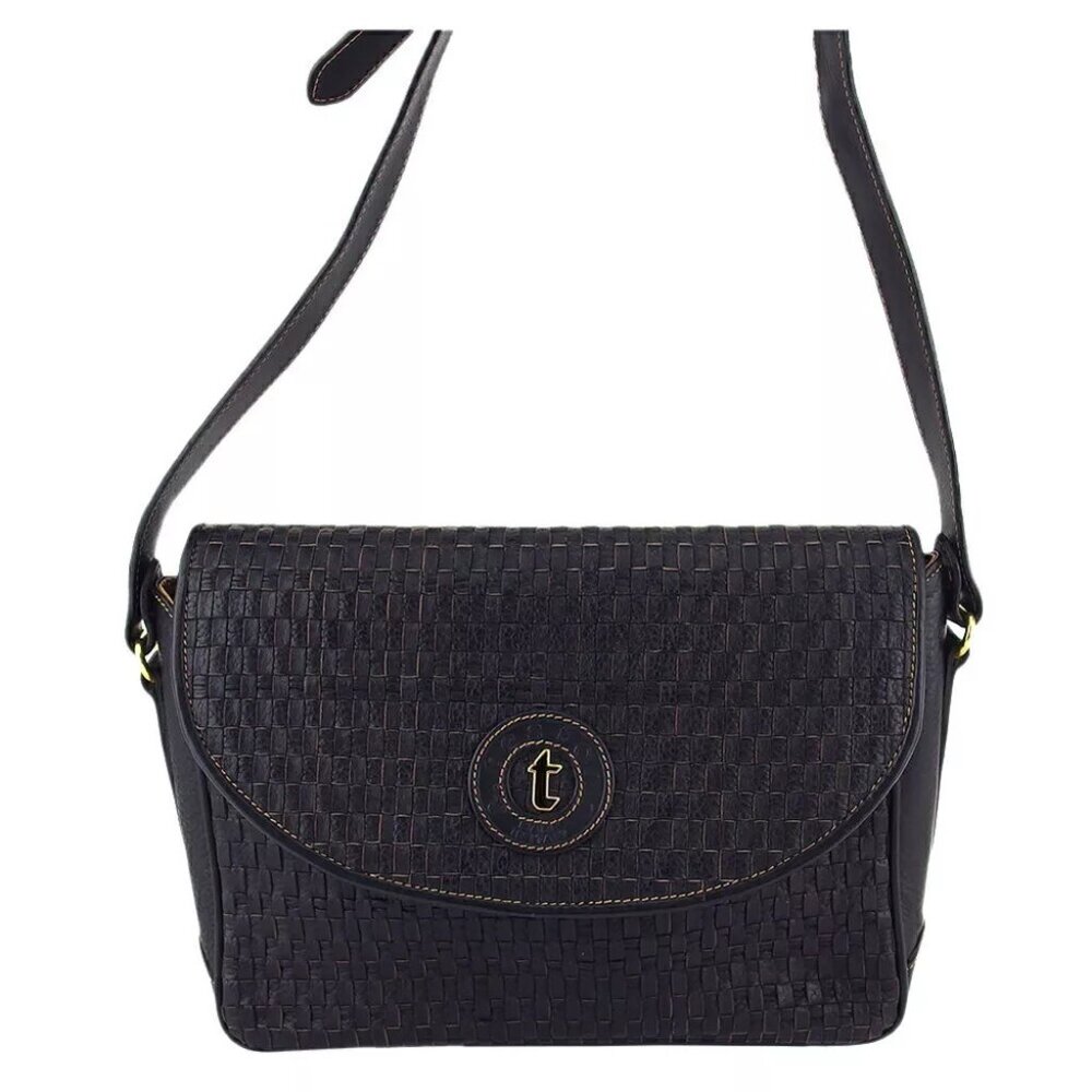 A. Testoni Shoulder Bag Logo Mark Leather Authentic Used T19732